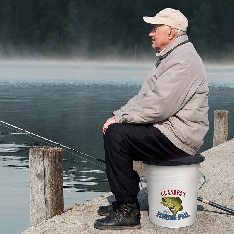 Personalized Dad's Fishing Pail Custom Fishing Seat with Name Bucket with Seat Collection The Angler Fishing Lover Gift for Dad Grandpa 