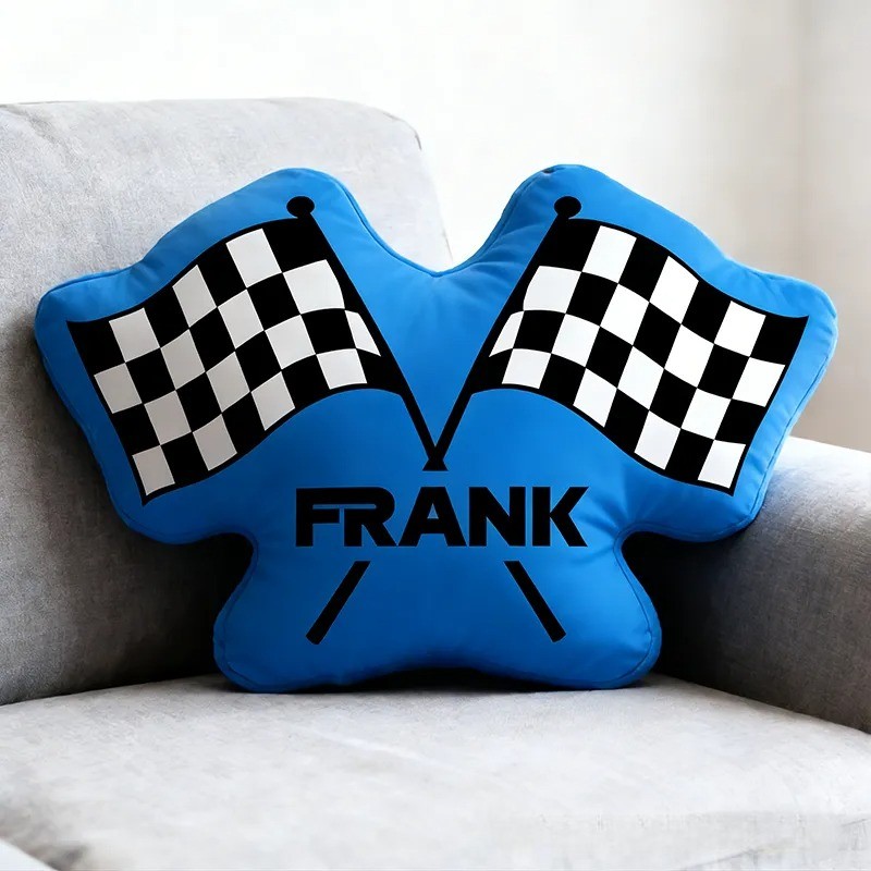 Personalized Checkered Flag Pillow Graphic 3D Print Custom Name Cushion Gift for Racers and Racing Lovers