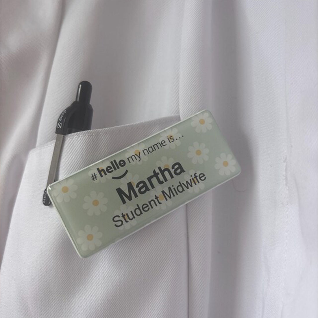 Acrylic Finish Hello My Name Is Daisy Name Badge Student Nurse Doctor Midwife Hospital NHS Practitioner Nursery School Preschool 