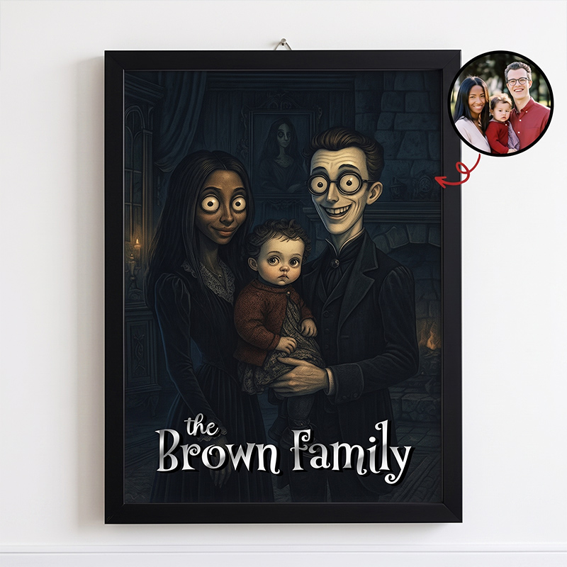 Personalized Gothic Family Portrait from Photo Custom Canvas  Halloween Decor Gift For Family