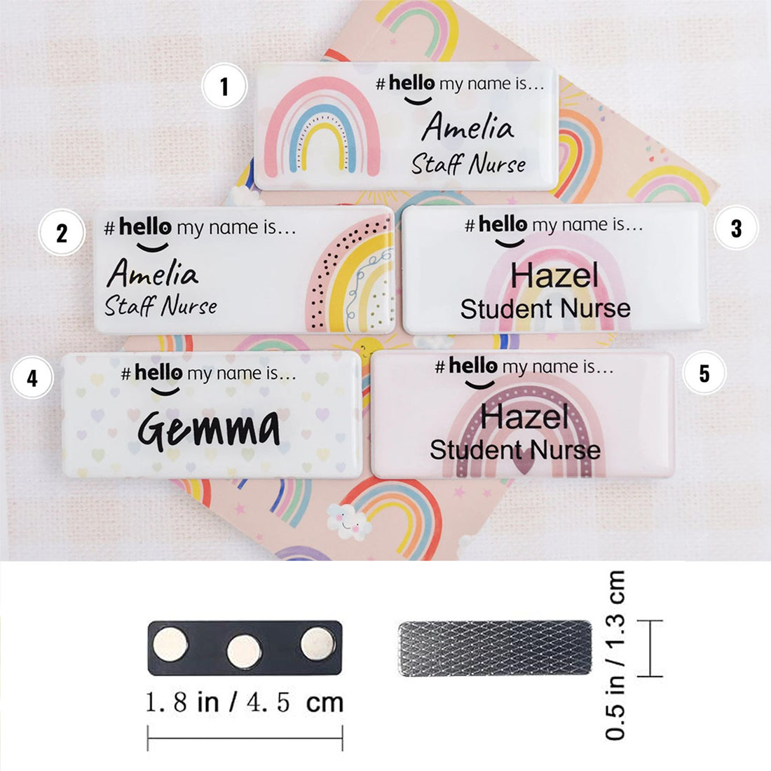 Acrylic Finish Hello My Name Is Rainbow Name Badge Student Nurse Doctor Midwife Hospital NHS Practitioner Nursery School Preschool 