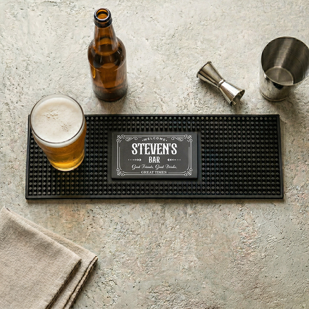 Personalized Bar Mat Home Bar Pub Accessories Art Rubber Bartender Mat