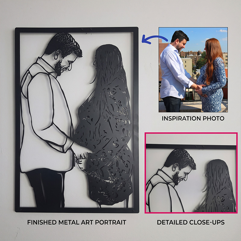 Personalized Metal Family Portrait from Photo Immortalize the Moment Anniversary Gift For Parent Laser Cut Metal Sign Handmade Family Gift