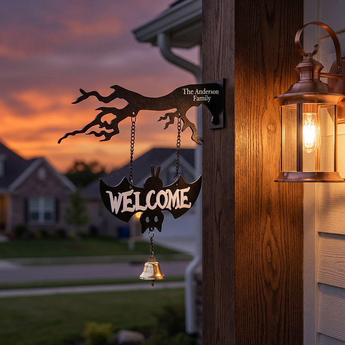 One Piece Dark Themed Bat Acrylic Charm Halloween Theme Includes Bell Suitable for Outdoor Patio Balcony Garden Decorations 2D