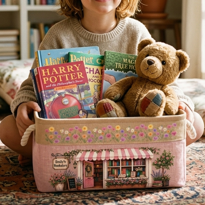 Personalized Storage Basket Fabric Organizer Custom Name Foldable Bin For Books Toys Stationery Home Use