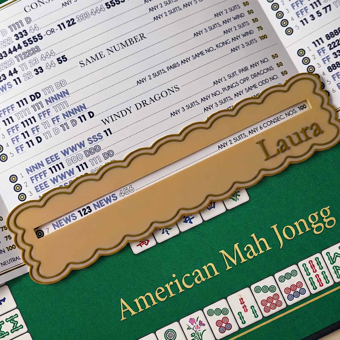 Mahjong Line Marker Mid Size Scalloped Personalized Mahjong Line Reader Custom Mahjong Line Finder Mahjong Lover Gift
