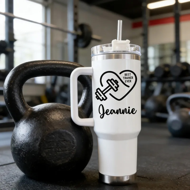 Personalized Fitness Tumbler Best Trainer Ever Exercise Group Fitness Instructor Gift for Gym Lovers