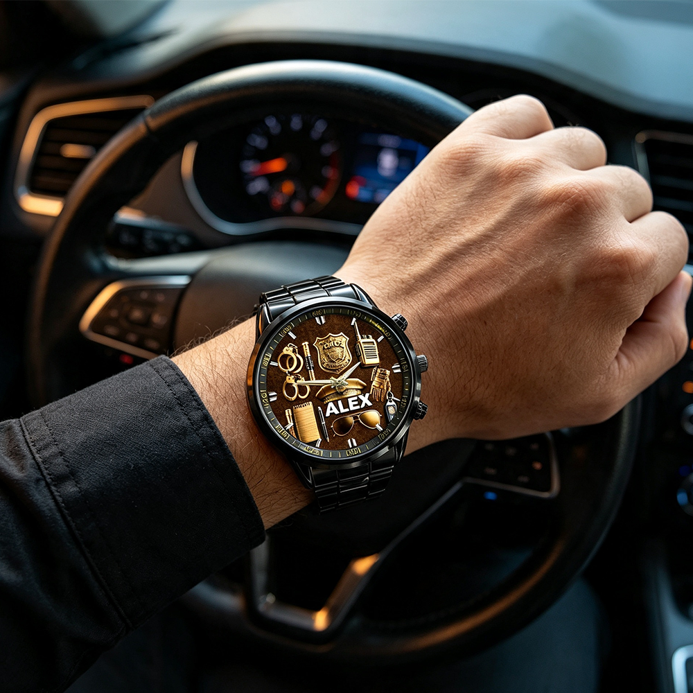 Personalized Police Officer Watch Customized Name Gift For Police Officers