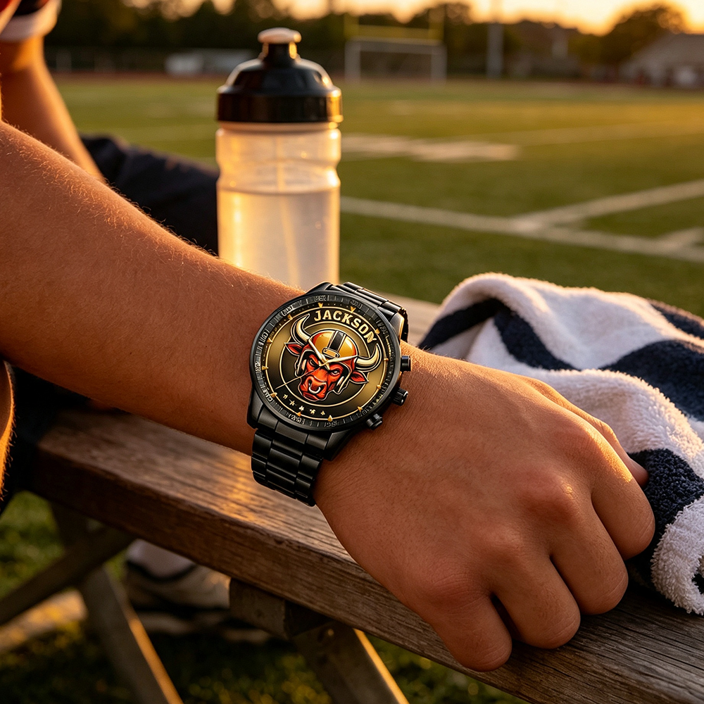 Personalized Football Watch Customized Mascot Name Gift For Football Lovers