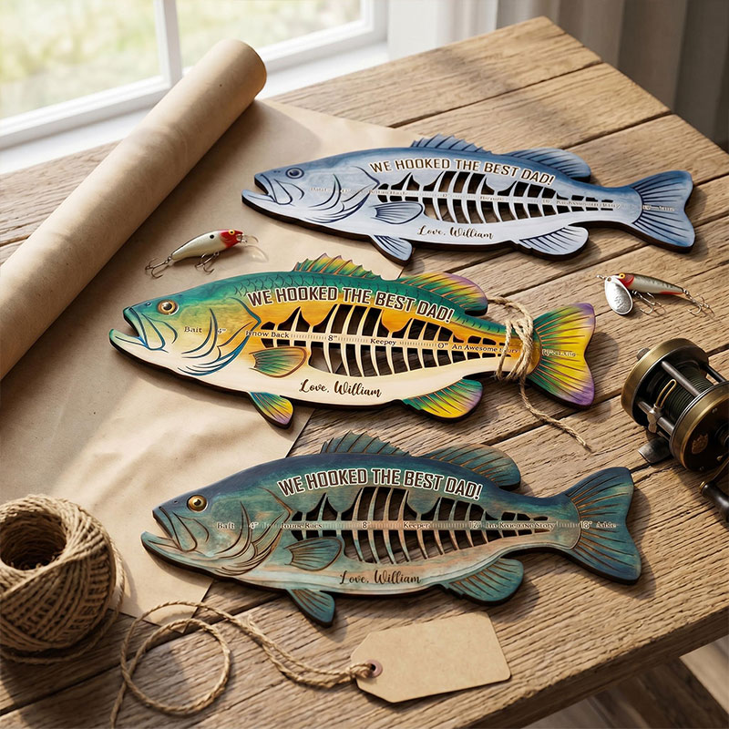 Personalized We Hooked The Best Dad Fish Ruler Custom Fishing Gift for Dad Fathers Day Gift Funny Fish Ruler for Dad Gift for Grandpa Fishing Buddy Gift