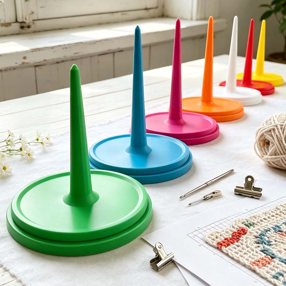 3D Printed Spinning Yarn Carousel Yarn Spinner for Knitting and Crochet Tangle Free Yarn Caddy Tabletop Yarn Organizer