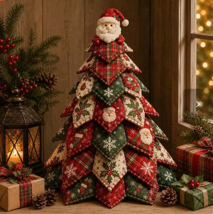 DIY Quilted Christmas Sewing Kit, Fabric Patchwork Beginner Holiday Craft Gift for Home Decor Christmas Holiday Decor