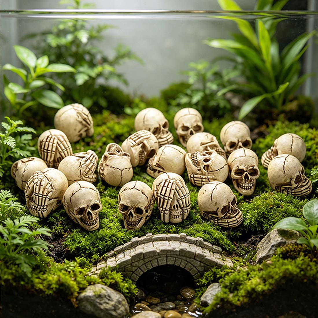 Mini Resin Skull Set Miniature Aged Bone Skulls for Succulent Gardens Terrariums & Gothic Decor Halloween & Year-Round Display