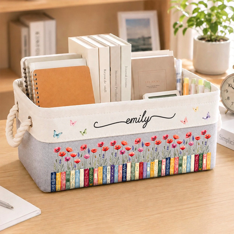 Personalized Birth Flower Book Basket With Name Custom Storage Basket Bookish Gifts For Book Lovers Bookworms Readers Bloom In Your Own Way