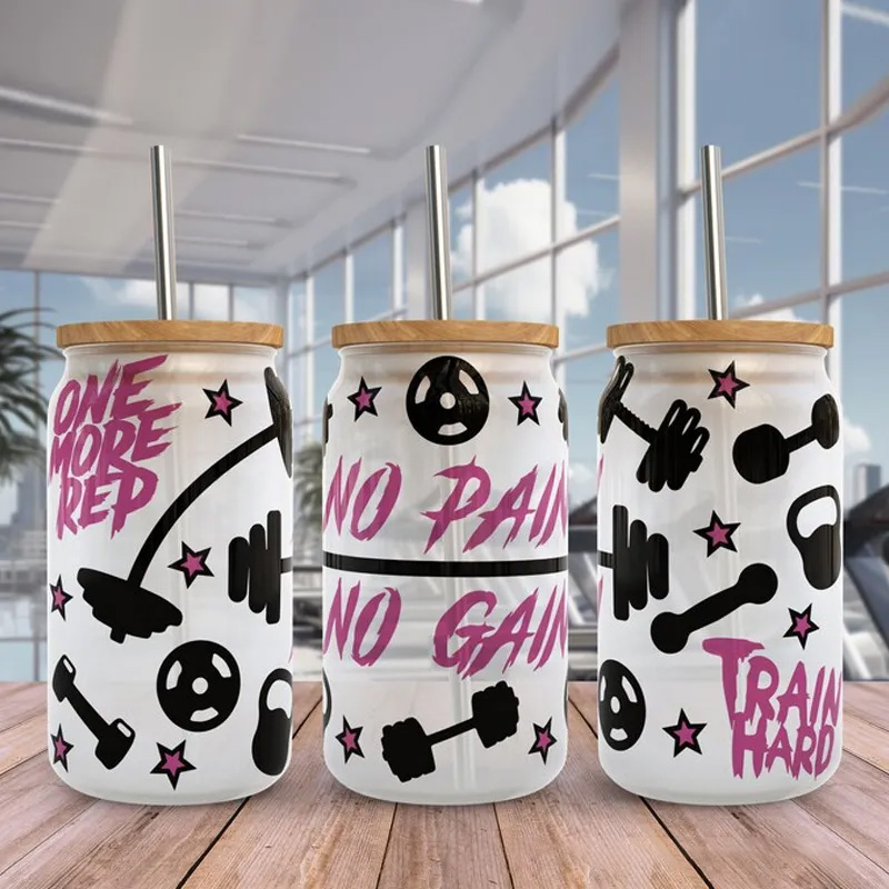 Personalized Gym Water Glasses Fitness Exercise Glass Gym Fuel Workout Motivational Glass Tumbler Birthday Gift for Gym Lover 