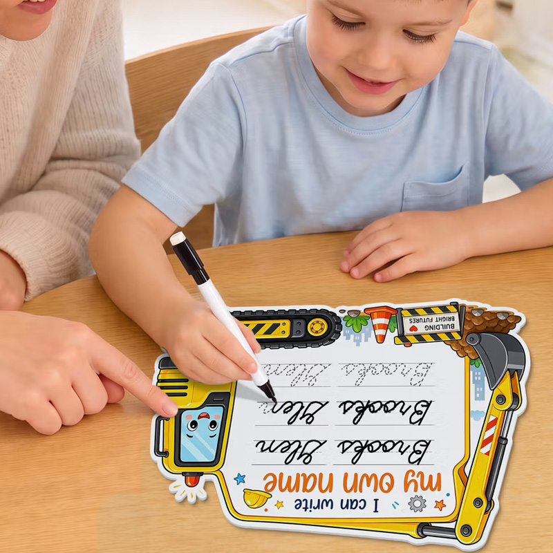 Personalized Cartoon Vehicle Name Reusable Tracing Board with Name Classroom Back to School Gift for Kids