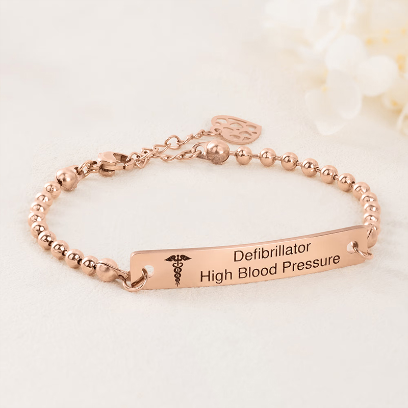 Personalized Engraved Medical Alert Bracelet with Text Birthday Gift for Women Patients Family Gift