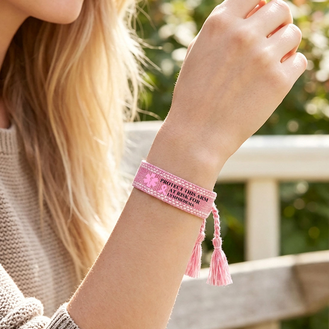 Personalized Star of Life Medical Alert ID Bracelet Emergency Environmentally Friendly Rope Care Gift for Breast Cancer Woman