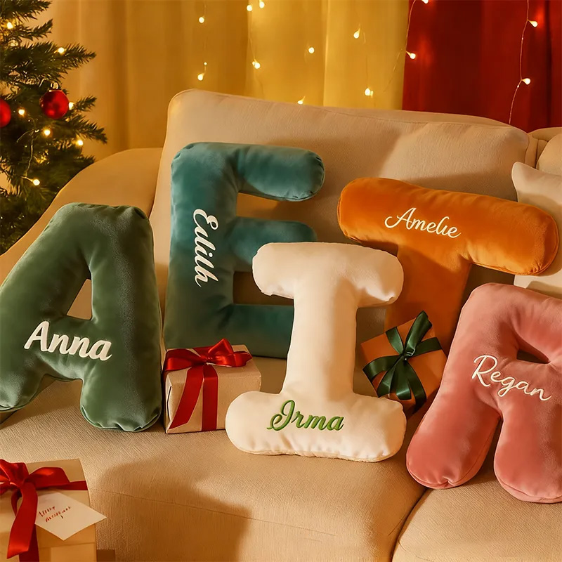 Personalized Graphic 3D Print Pillows Letter Shape Pillows Decor Christmas Gifts for Family