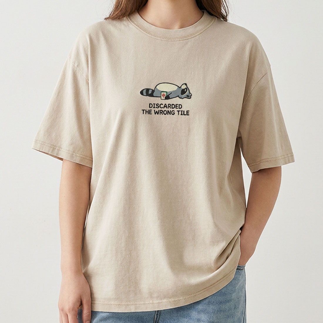 Embroidered Funny Mahjong Raccoon Shirt American Mahjong Lover Gift Mahjong Player Tee