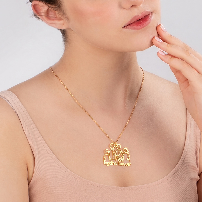 Personalized Children's Drawing Graffiti Necklace Gift for Mom Grandma Custom Kids Artwork Necklace Birthday Gift for Family Mother's Day Gift