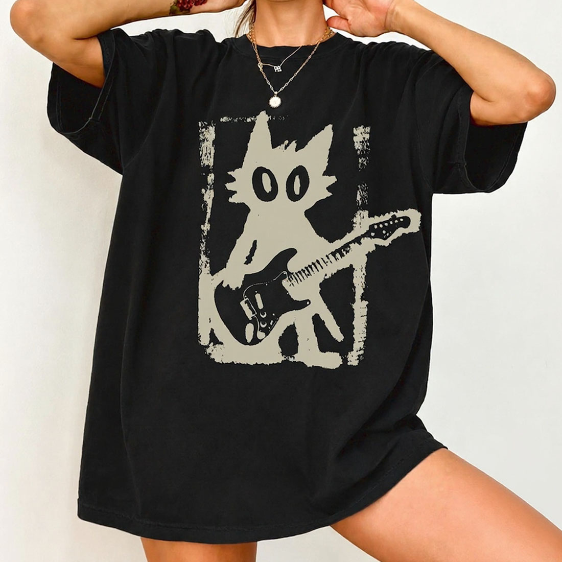 Rock Star Cat Shirt Vintage Kitten Y2K T-Shirt