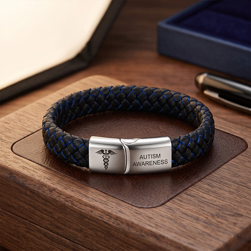 Personalized Health Medical Alert ID Bracelet with Engraved Medical Information Emergency First Aid Gift for Family