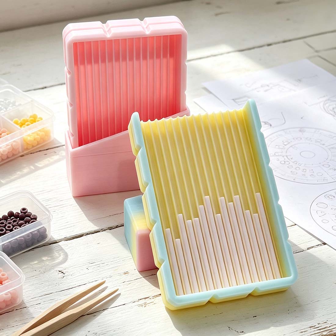 Chocolate Bar Bead Scoop Sorting Tray for 2.6mm Fuse Beads 15 Channel 3D Printed Perler Bead Shovel Tool 