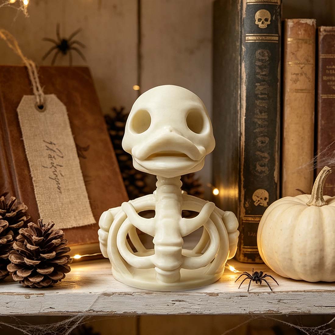Skeleton Duck Figurine Cute Halloween Garden Decor