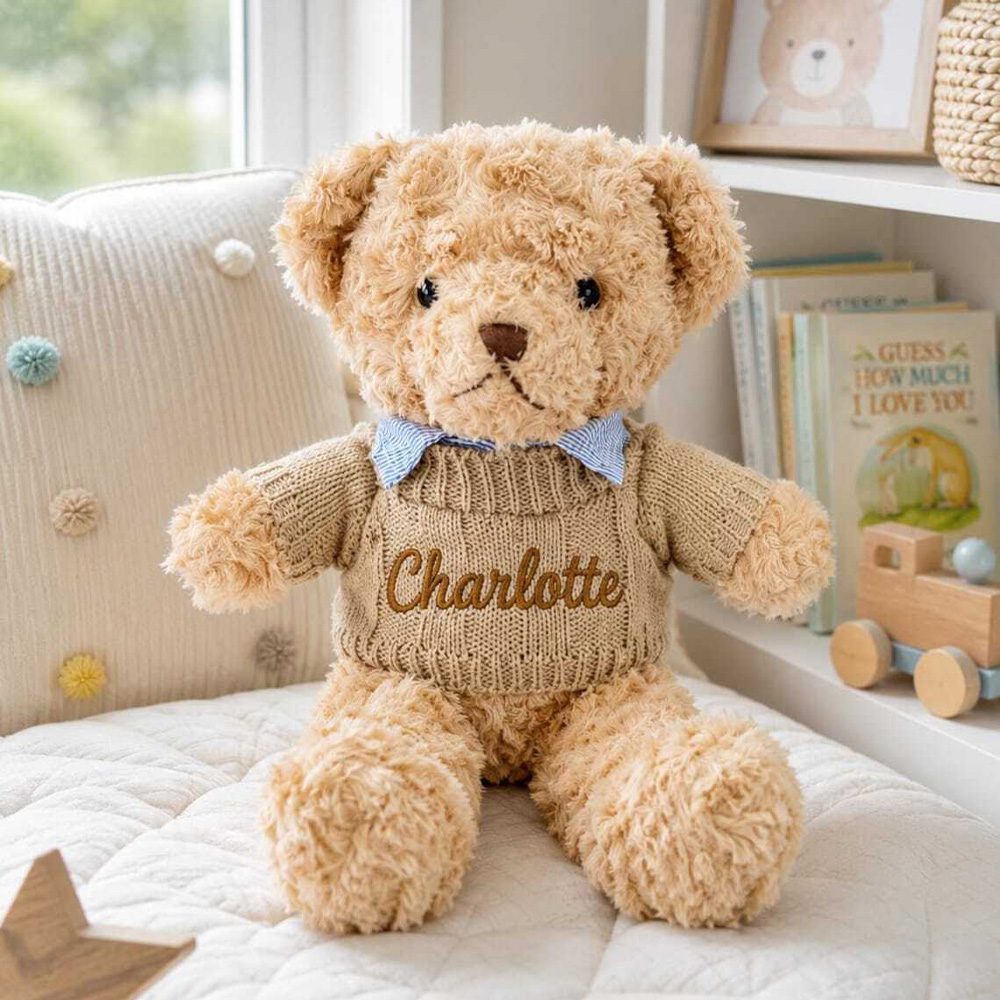 Personalized Embroidered Teddy Bear Plush with Name Baby Shower Gift Newborn Keepsake Birthday Gift