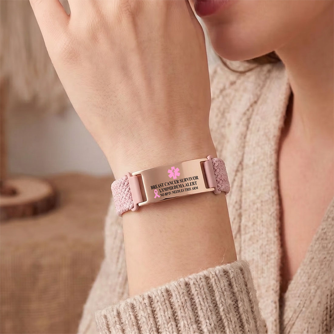 Personalized Lymphedema Medical Alert Bracelet Medical Information Gift for Breast Cancer Diabetic Allergy Epilepsy 
