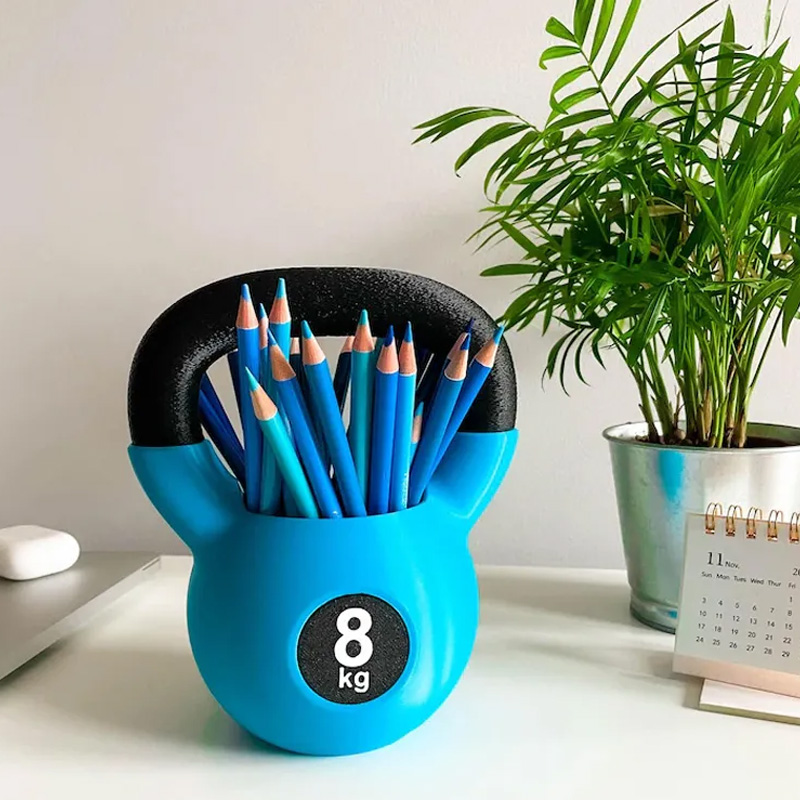 Personalized Text Kettlebell Pencil Holder 3D Printed Kettlebell Desk Organizer Gym Accessory Housewarming Birthday Gift for Fitness Lover