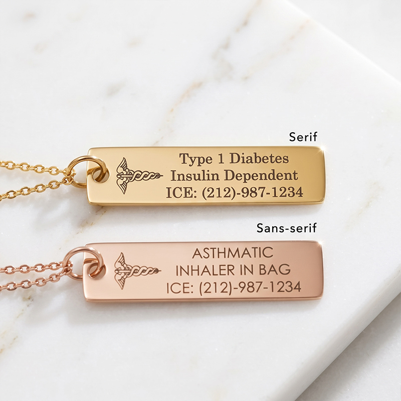 Personalized Medical ID Necklace Diabetes Medical Alert Necklaces for Women Autism Medical Prescription Necklace for Kids Medical Jewelry