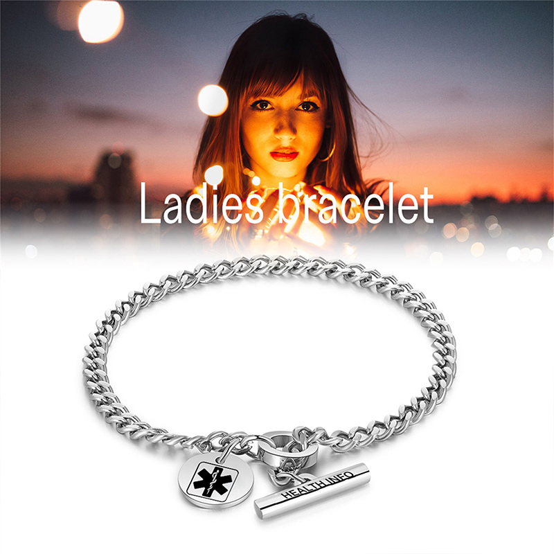 Personalized QR Code Medical Bracelet for Men and Women Emergency Alarm ID Bracelet Gift for Epilepsy Diabetes and Allergy Patients