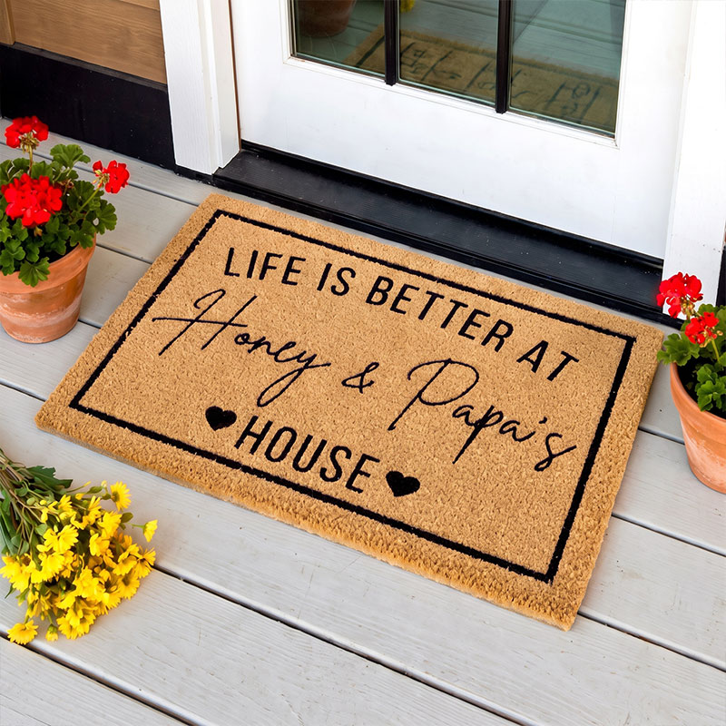 Personalized Life Is Better At Gigi & Poppy's House Doormat Custom Grandparent Gift Housewarming Gift for Nana Papa