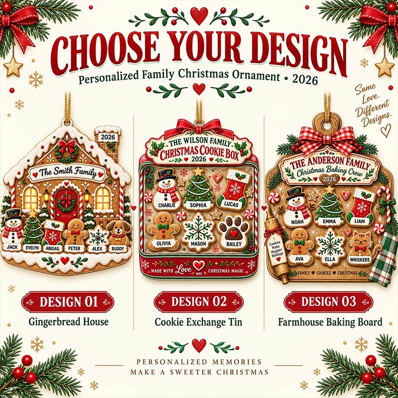 Personalized Family Gingerbread Christmas Ornament 2026 Custom Gingerbread Cookie Ornament with Pets Names Family Holiday Keepsake Gifts