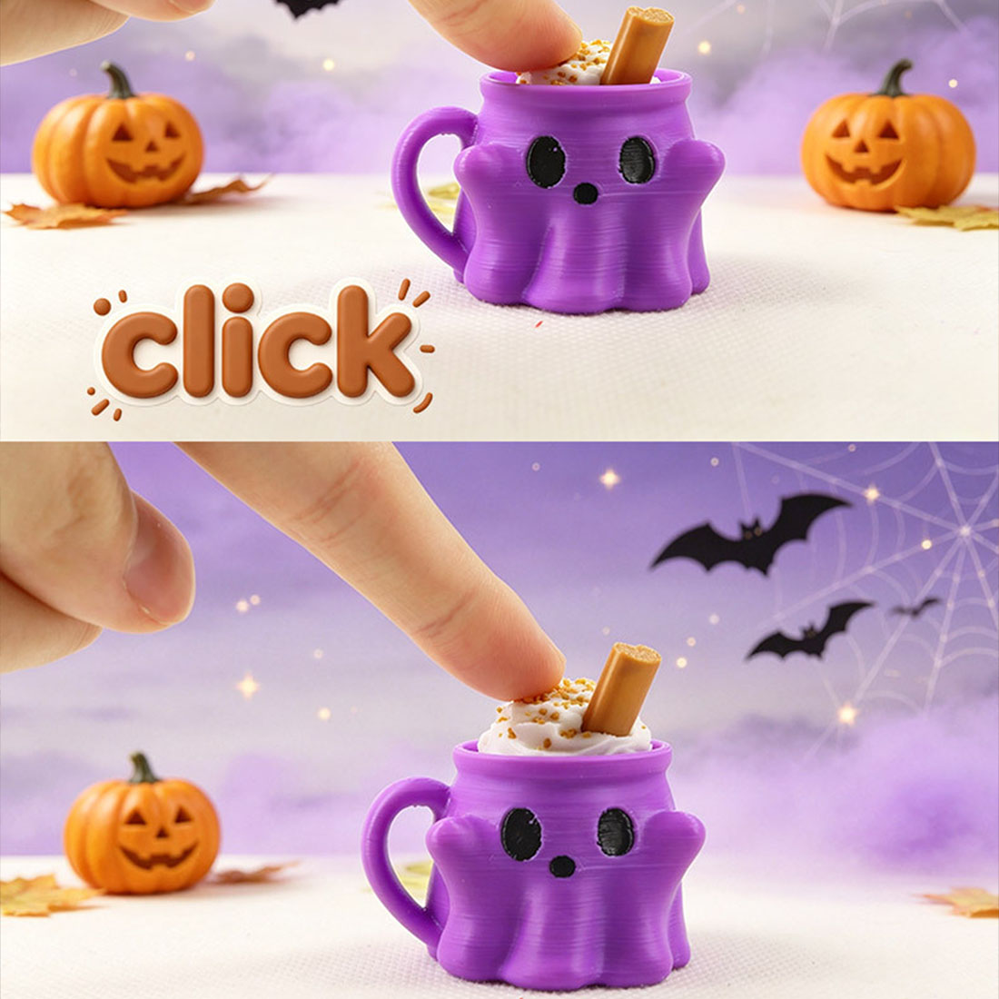 Ghost Ice Cream 3D Printed Keychain Halloween Mug Keyboard Pressing Charm