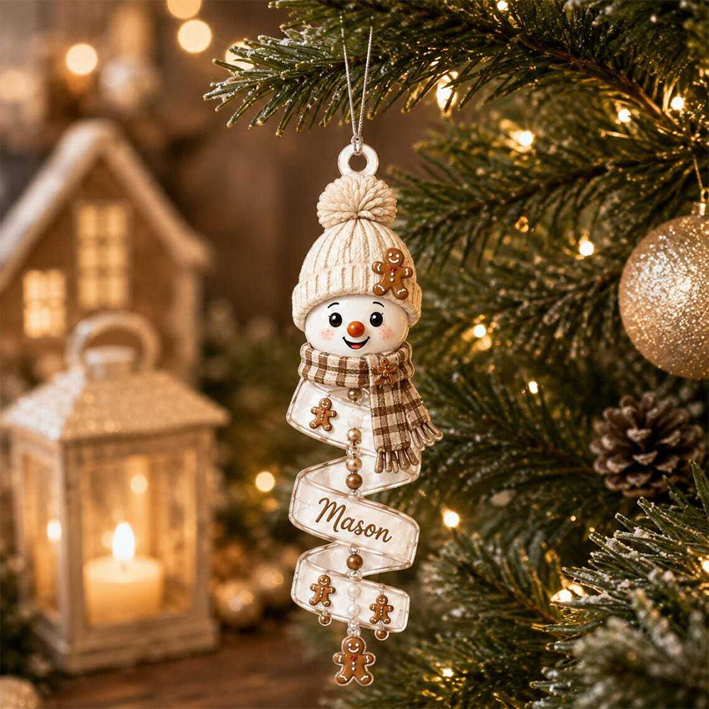 Personalized Christmas Snowman Spiral Ornament Name Snowman Acrylic Ornament Christmas Tree Decor Santa Snowman 2026 Christmas Keepsake