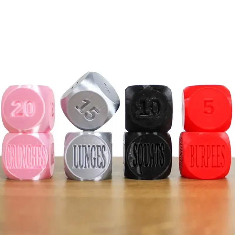 Personalized 3D Printed Exersize Workout Dice Set of 2 Unique Large 1.4" dice Excersize and Quantity Gift for Friends Gym Rat Gym Lovers
