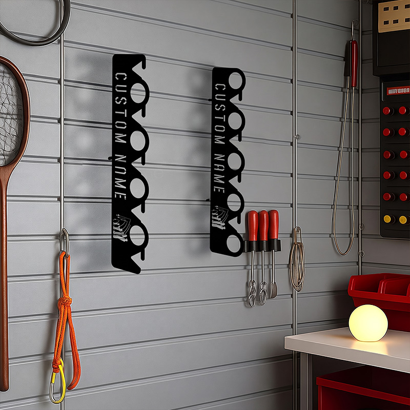 Personalized Family Fishing Pole Holder Wall Mounted Rod Rack for Lake House or Cabin Rustic Fishing Gear Storage Idea Gift for Dad