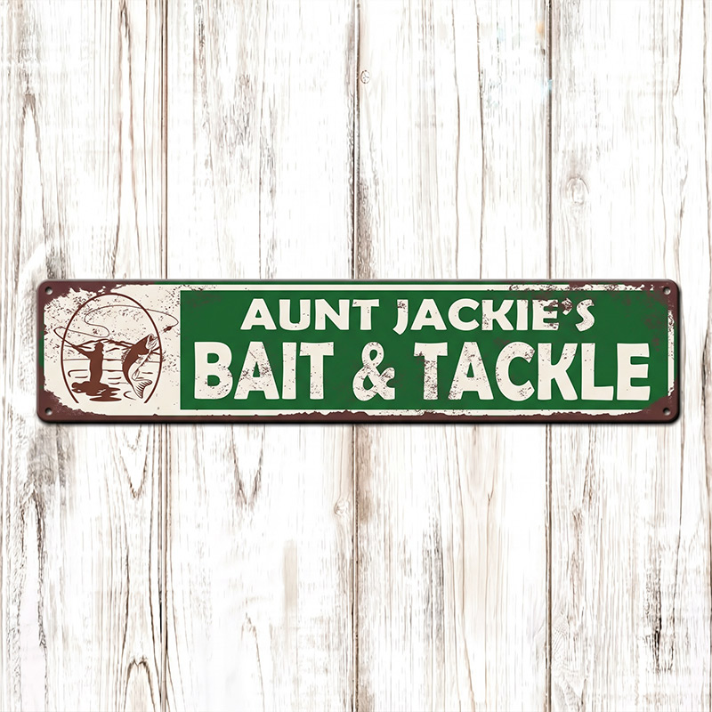 Personalized Fishing Bait and Tackle Sign for Uncle Aunt Papa Family Custom Bait Shop Sign Fishing Gift Tackle Room Sign Fisherman Gift  Aluminum Sign