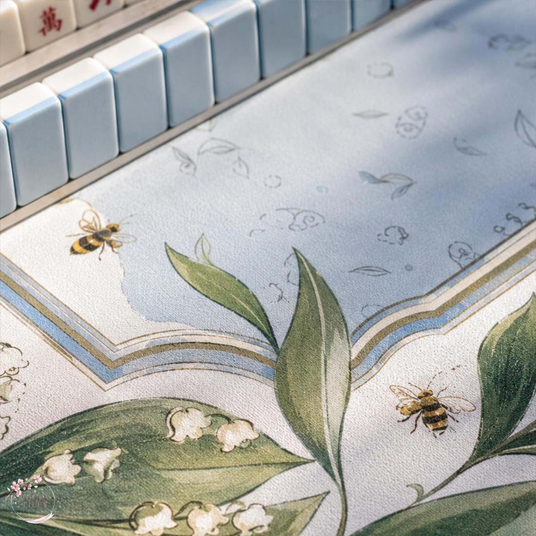 The Lily of the Valley Mahjong Mat Bee & Botanical Floral Mahjong Mat