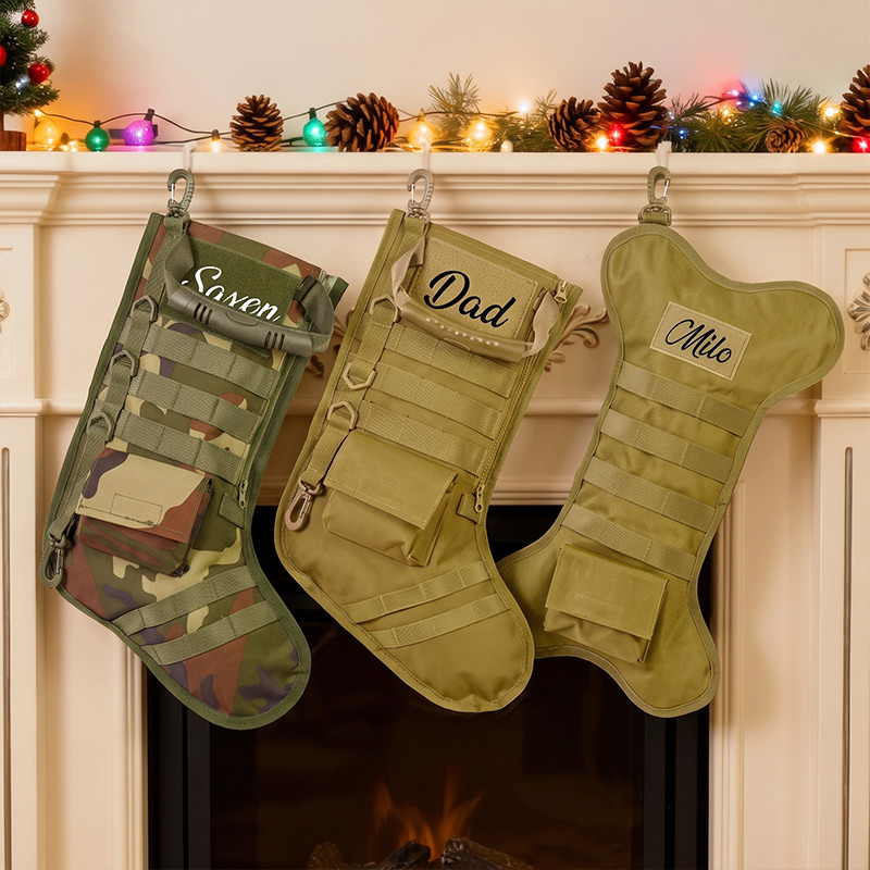 Personalized Tactical Christmas Stockings for Dad Grandpa Custom Camouflage Christmas Stockings Name Christmas Stockings Dog Stockings Gifts for Soldiers Veterans