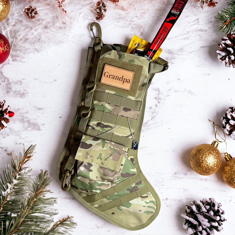 Custom Tactical Christmas Stocking for Papa Christmas Gift for Family The First Responder Military Member Outdoor Lovers