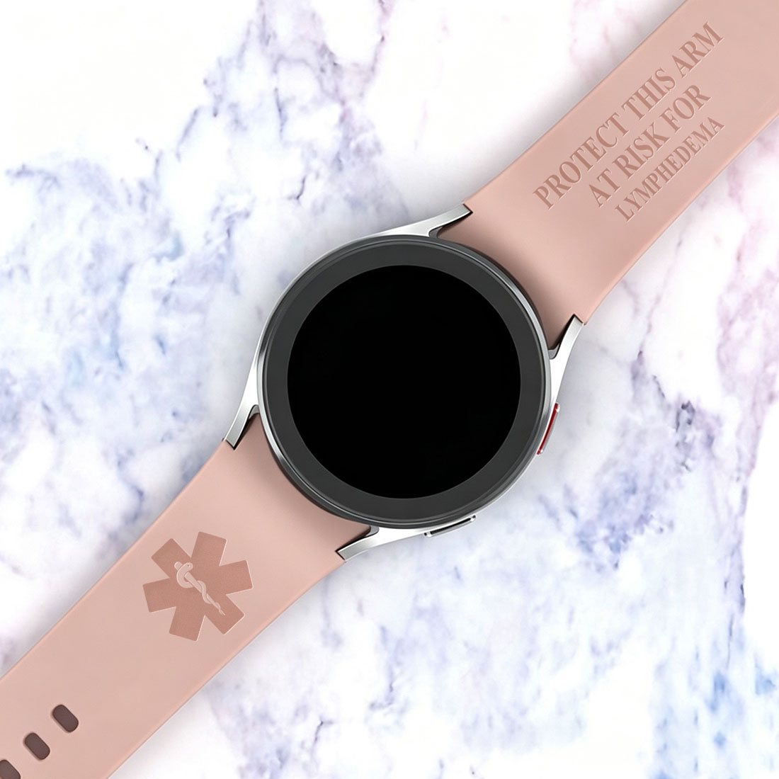 Personalized Emergency Medical Alert Silicone Watch Band for Huawei Samsung Gift for Breast Cancer Diabetes Allergy Autism