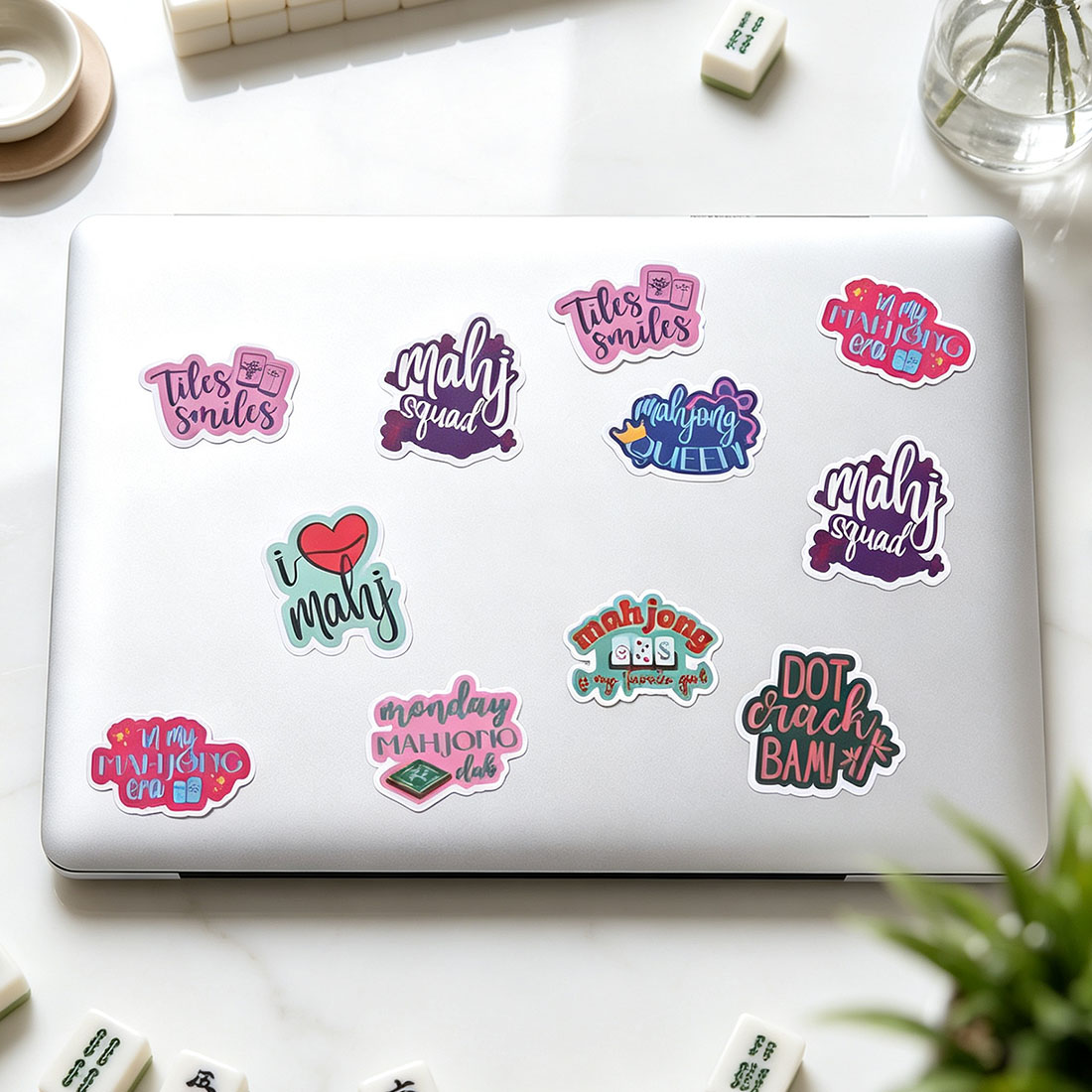 20 Pcs Funny Mahjong Stickers for Prizes Party Gifts
