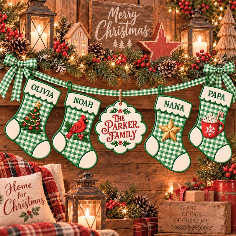 Personalized Embroidered Christmas Stocking Custom Name Mini Stocking Ornament Family Christmas Decor Family Stocking Gift