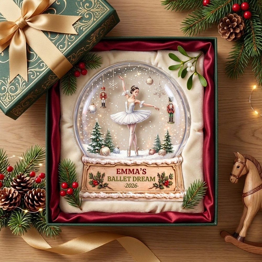 Personalized Ballet Dream Snow Clear Acrylic Plaque Custom Dancer Name Christmas Keepsake Gift For Girls Ballerina Lover Home Holiday Decor Ornament