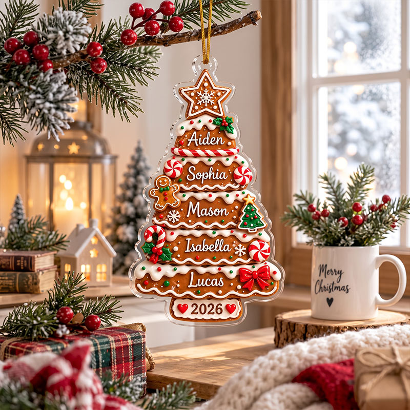 Personalized Gingerbread Family Christmas Ornament Custom Tree Cookie Ornament 2026 Family Christmas Gift Holiday Keepsake Christmas Tree Decor