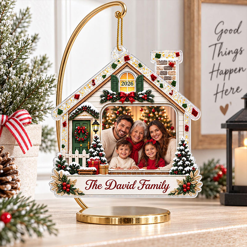Personalized Family Photo Christmas Ornament 2026 Custom Family Name Acrylic Ornament Grandma Parents Grandkids Keepsake Christmas Gift